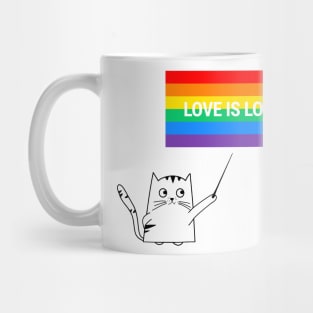 Cat Teacher Love Is Love LGBT Pride Mug